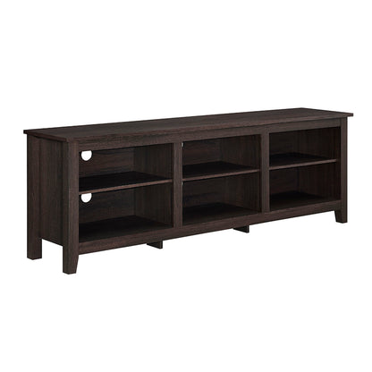 Modern Transitional 3 Shelf Open Storage 70" TV Stand For 80" TVs - Espresso