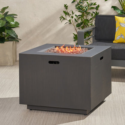 Outdoor Patio Gas Burning Fire Pit Table 50,000 Btu, Square Noble House