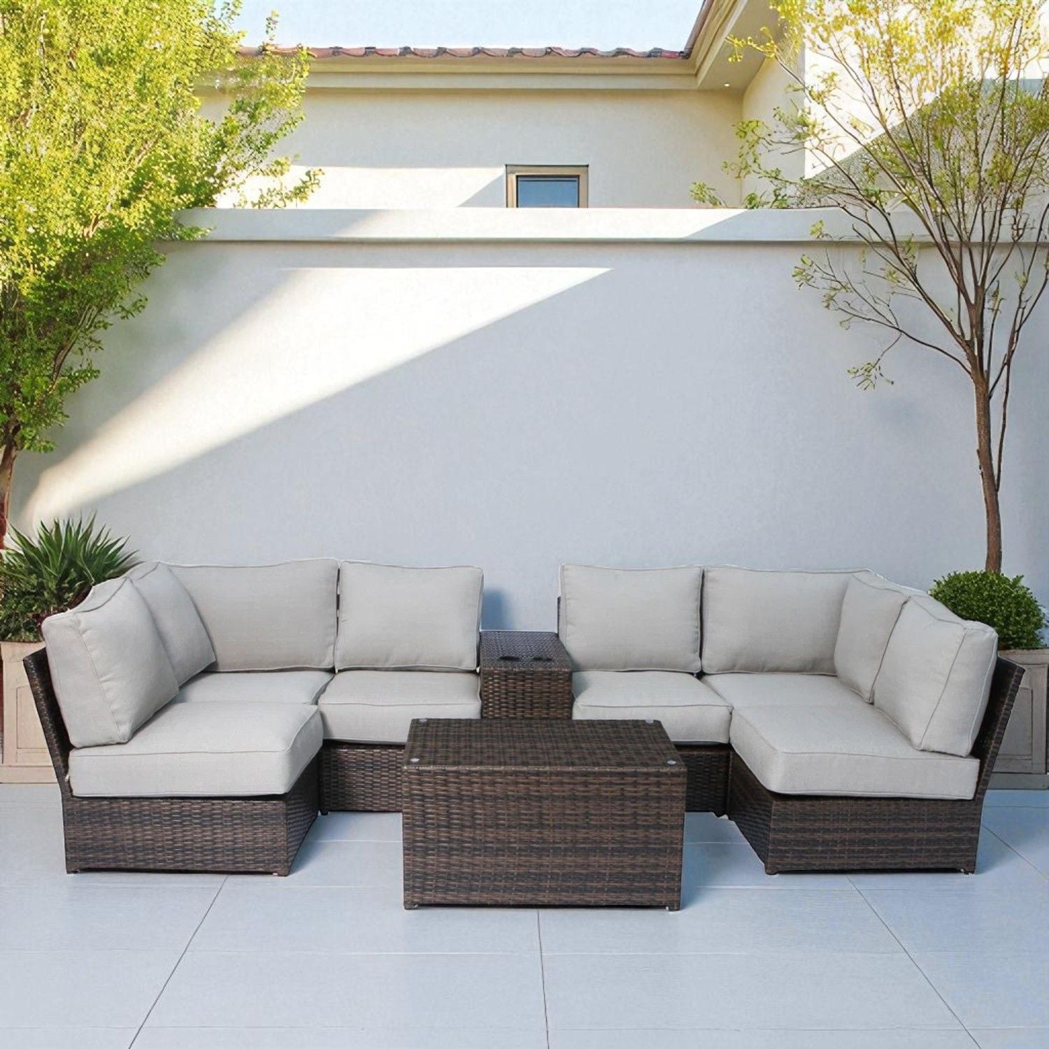 Stylish Modular Wicker Patio Seating Group LSI Patio Furniture