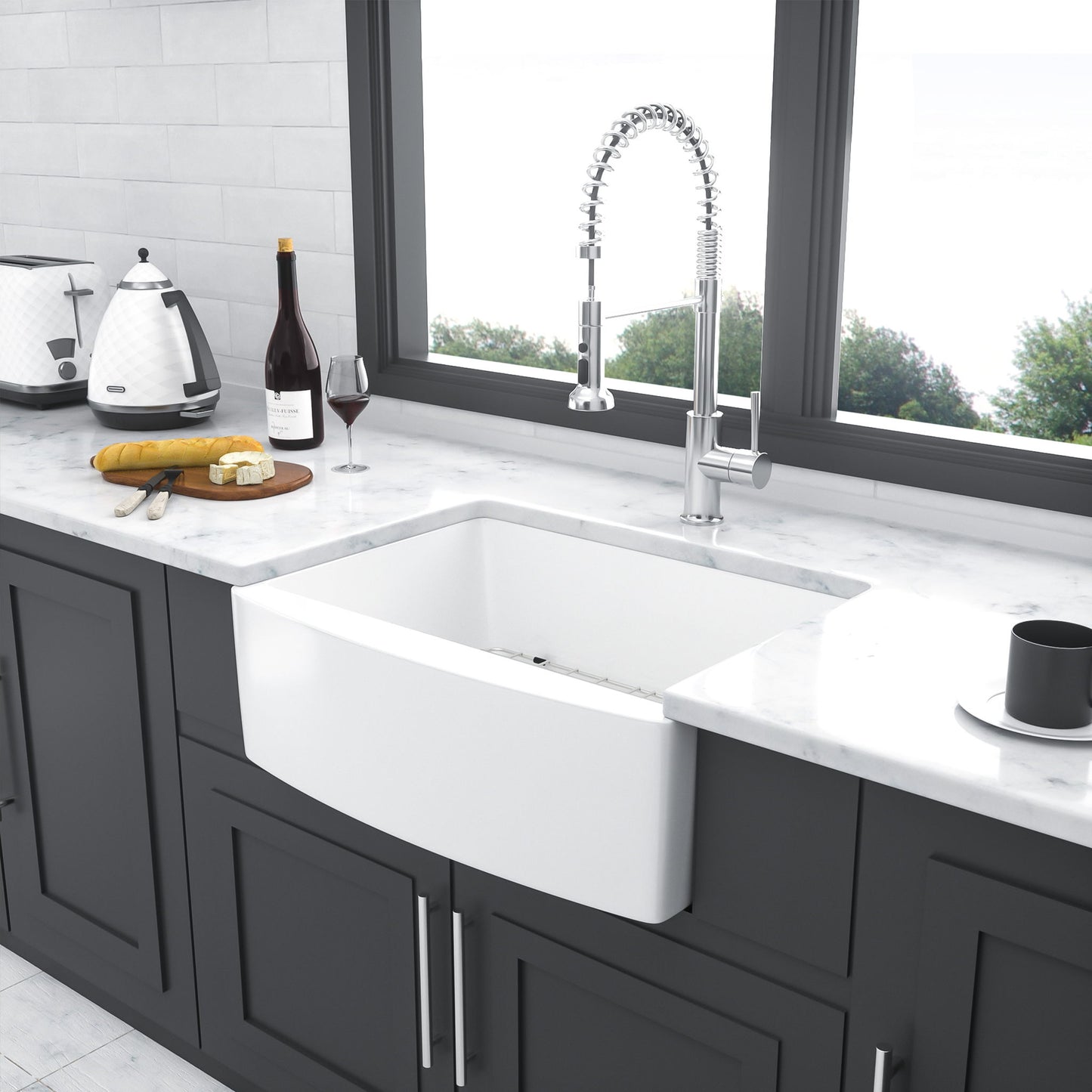 Farmhouse Sink, Apron Front Single Bowl With Arch Edge Design Daily Nest