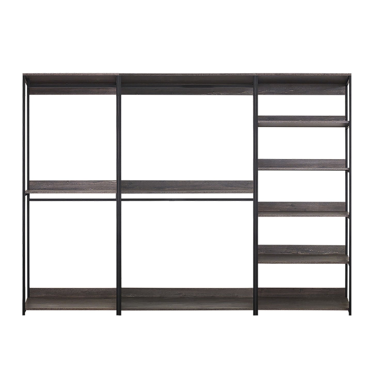 Monica - Wood Walk In Closet System With Spacious Drawer In Wood And Metal Frame - Gray Home Essentials