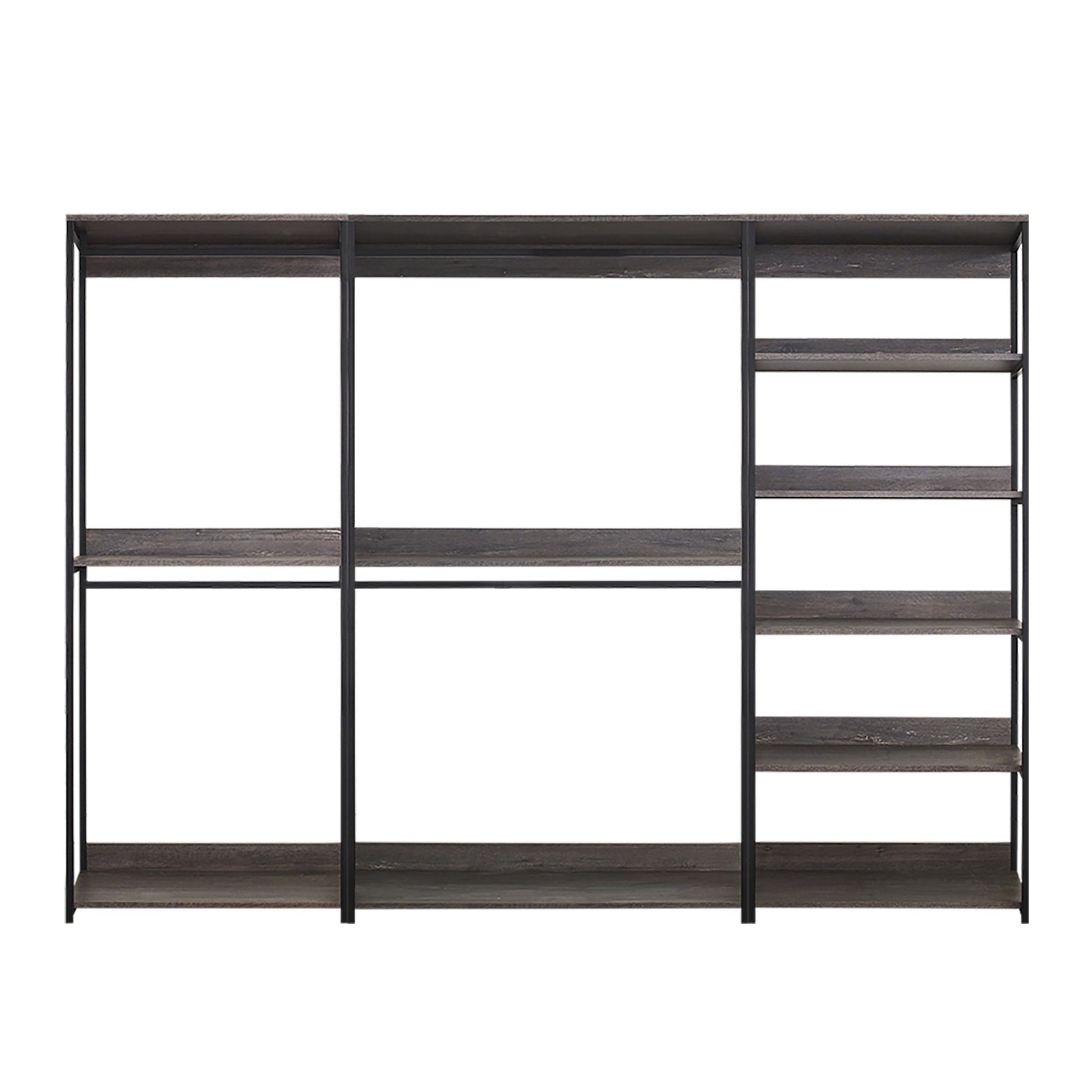 Monica - Wood Walk In Closet System With Spacious Drawer In Wood And Metal Frame - Gray Home Essentials