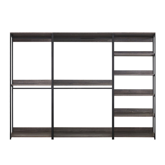 Monica - Wood Walk In Closet System With Spacious Drawer In Wood And Metal Frame - Gray Home Essentials