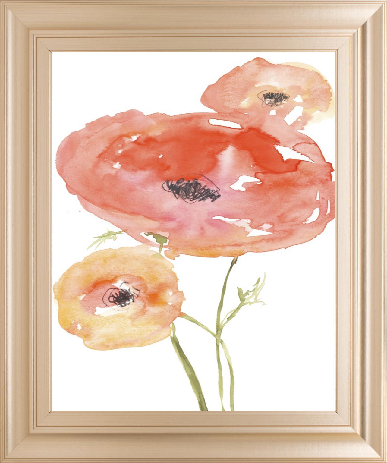 22x26 Neon Poppies I By Jennifer Goldberger - Red