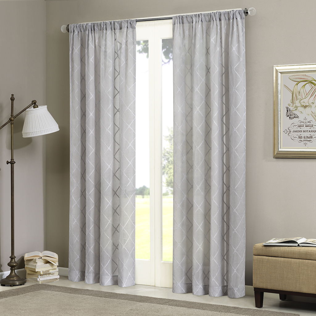 Irina - 95" Diamond Sheer Window Curtain - Gray