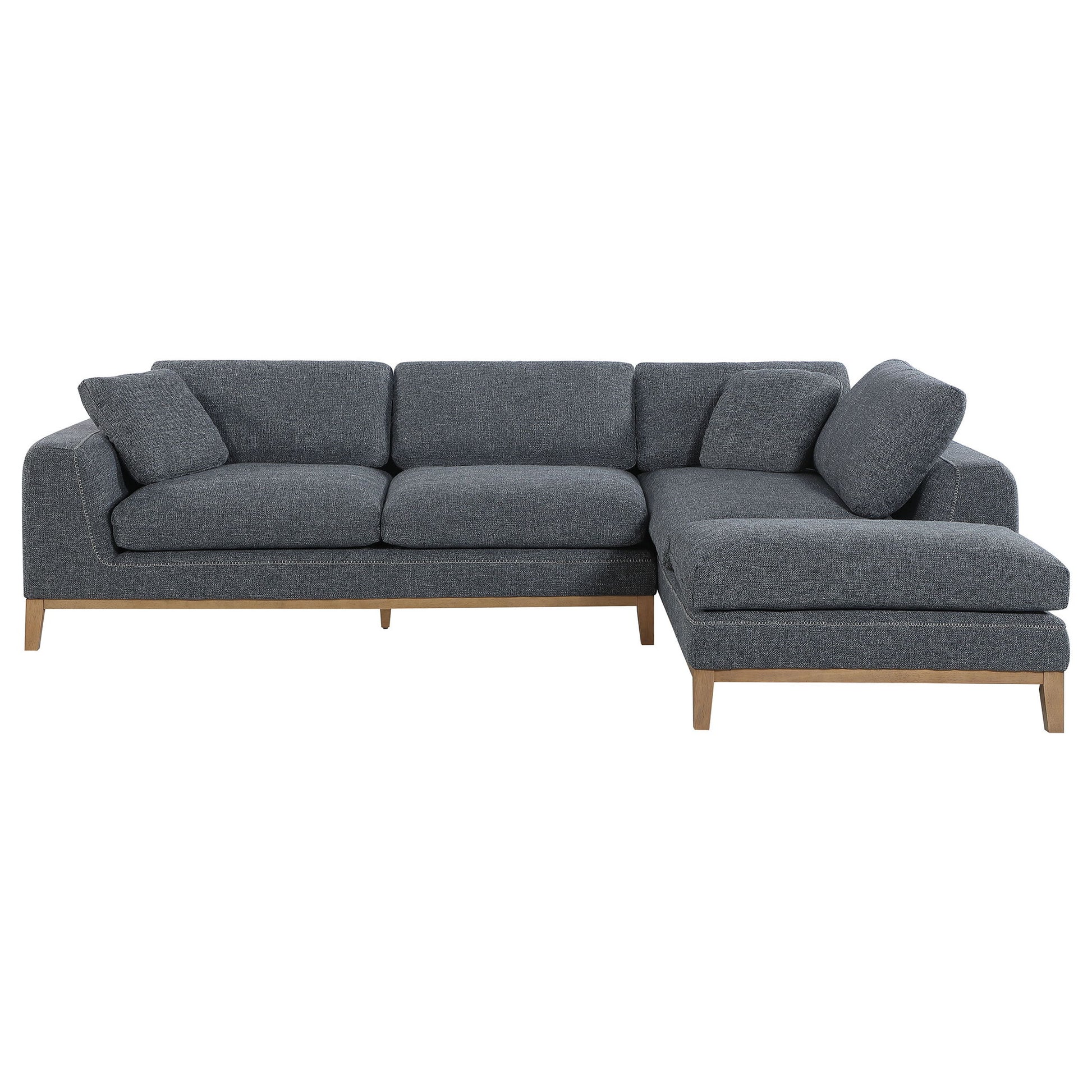 Harlan - L-Shape Upholstered Sectional With Pillows - Gray Furniture Max