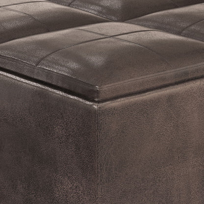 Avalon - Upholstered Square Coffee Table Storage Ottoman Simpli-Home