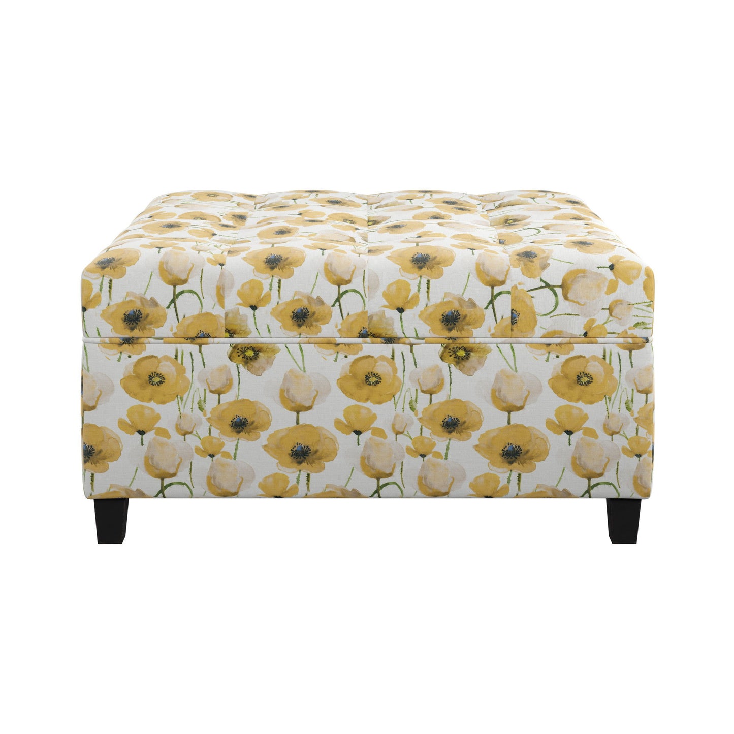 Floral Storage Ottoman With Traditional Design - Gold Emerald Home