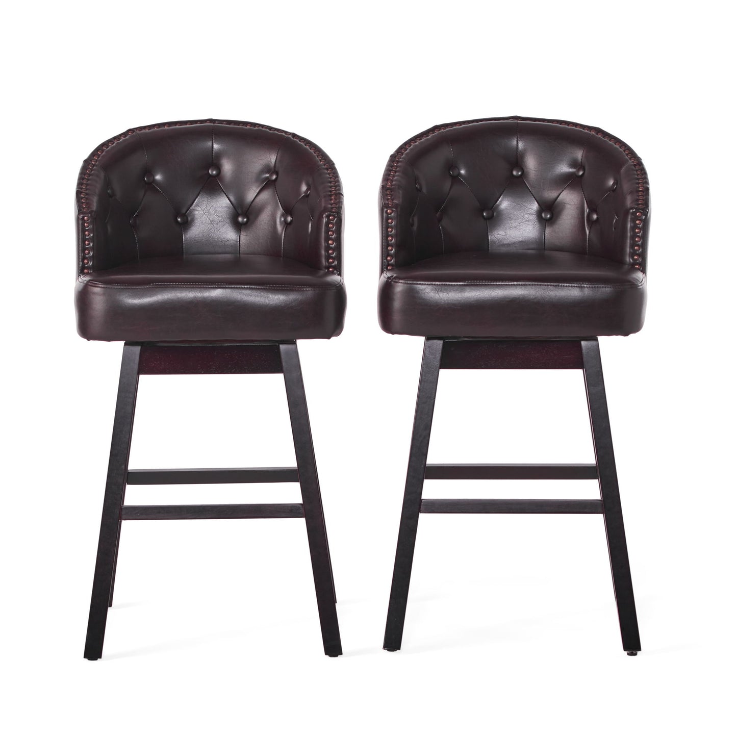 360 Degree Swivel Bar Stool With Stunning Nailhead Trim (Set of 2) Noble House