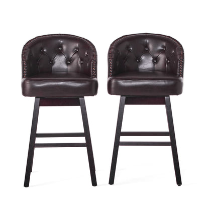 360 Degree Swivel Bar Stool With Stunning Nailhead Trim (Set of 2) Noble House