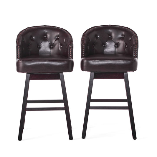 360 Degree Swivel Bar Stool With Stunning Nailhead Trim (Set of 2) Noble House