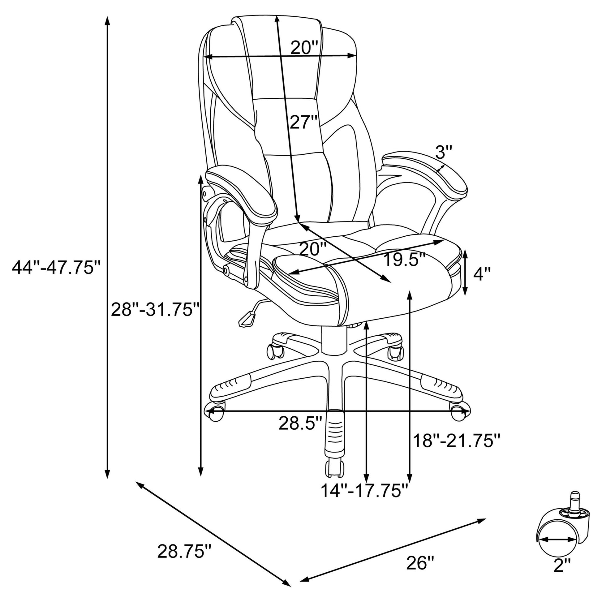 Swivel Office Chair With Armrests, Adjustable Height - Brown Furniture Max