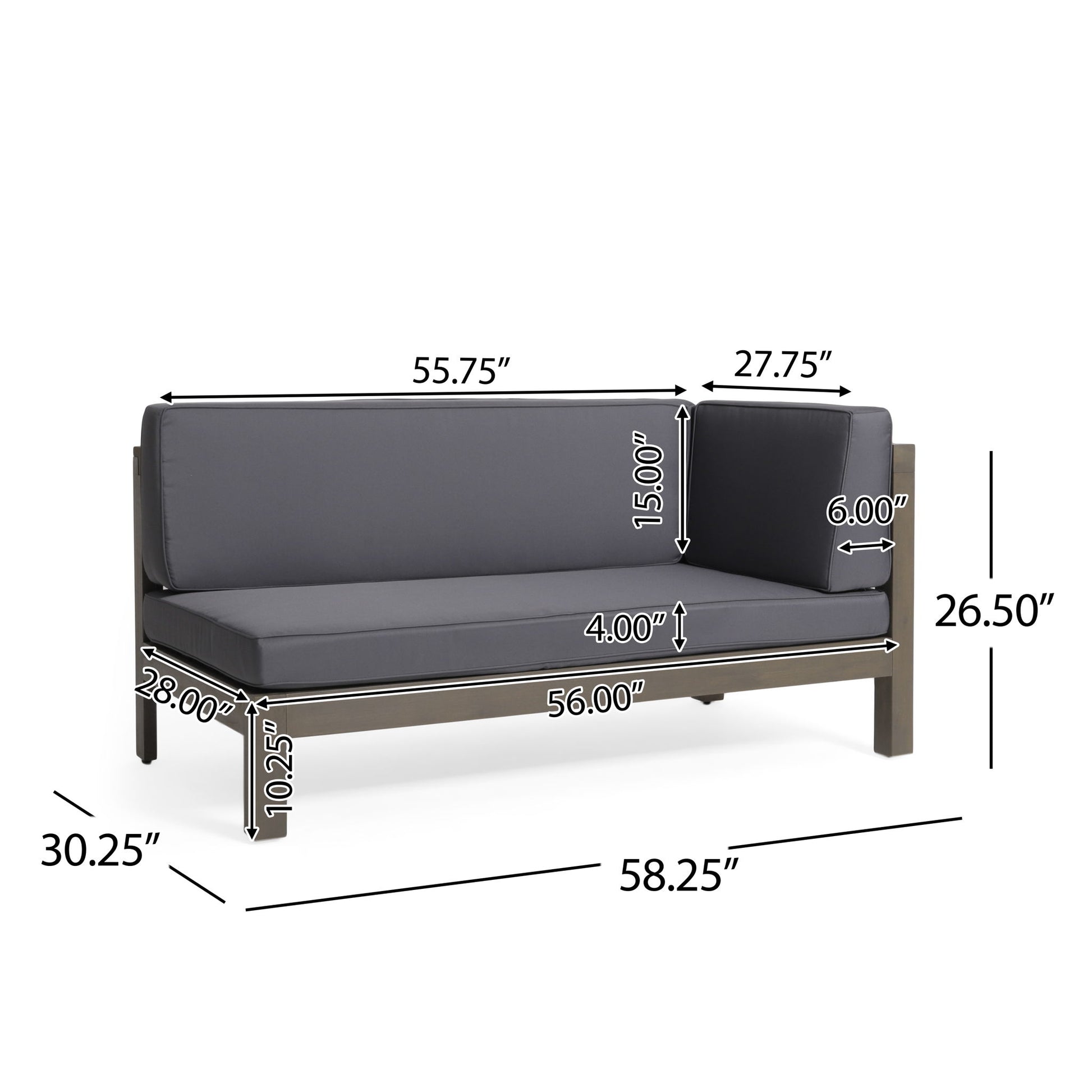 Aura - 2 Piece Outdoor Set With X Back Left Bench And Corner - Dark Gray Noble House