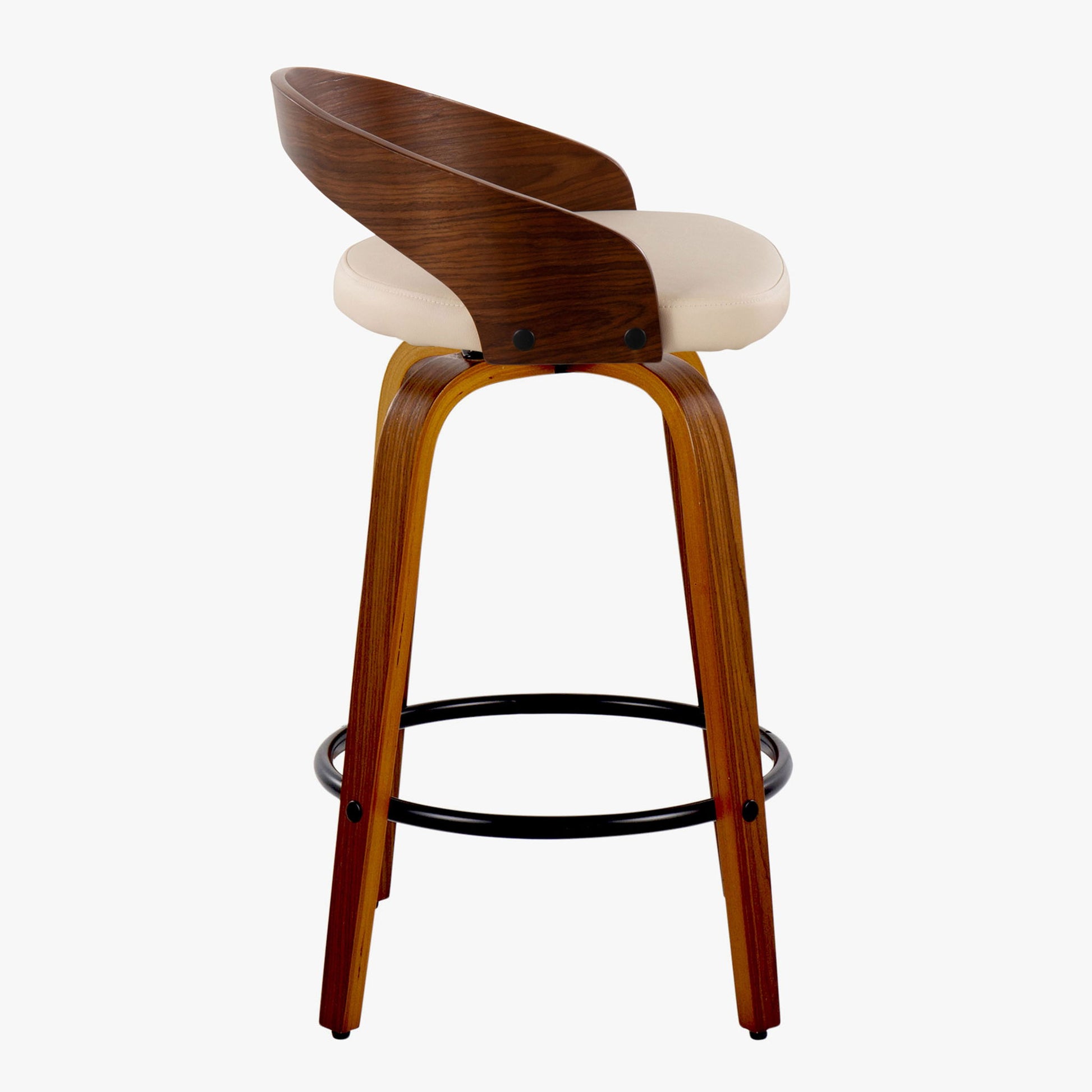 Grotto - Mid Century Modern Fixed Height Counter Stool With Swivel With Round Footrest (Set of 2) Lumi Source
