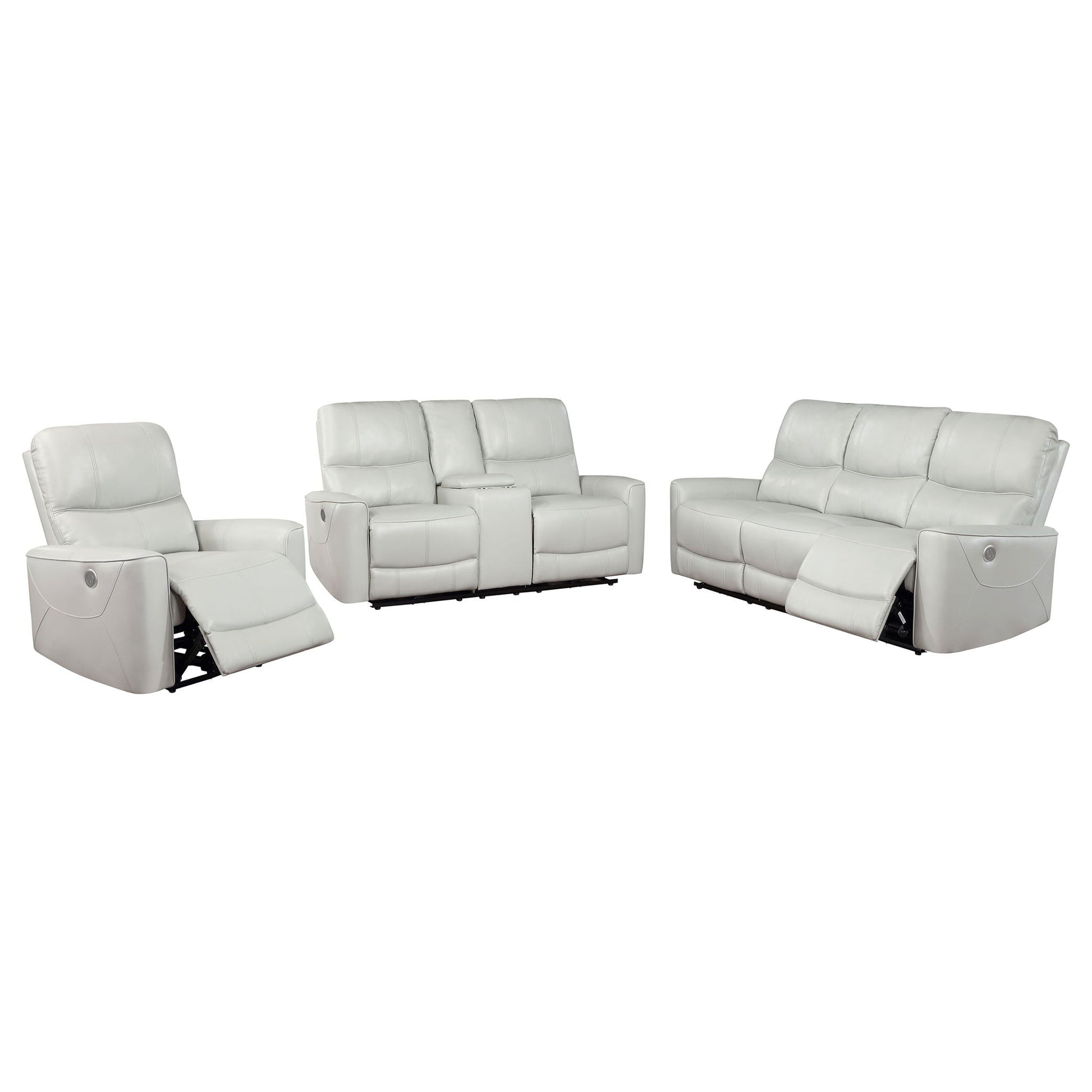 Amberly - 3 Piece Power Reclining Sofa Set - Light Gray Furniture Max