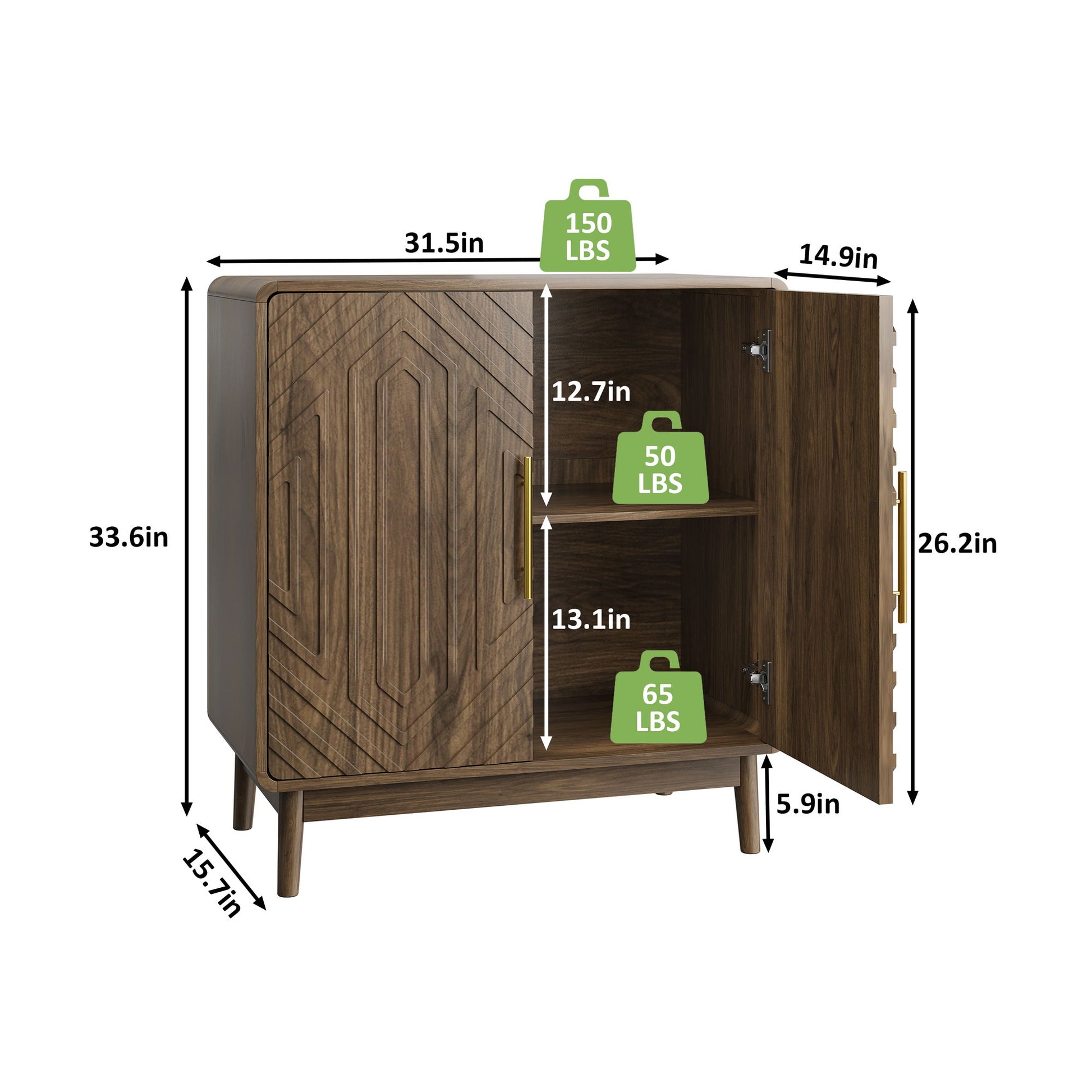 Sideboard Buffet Cabinet With Carved Doors And Adjustable Layer Board Home Essentials