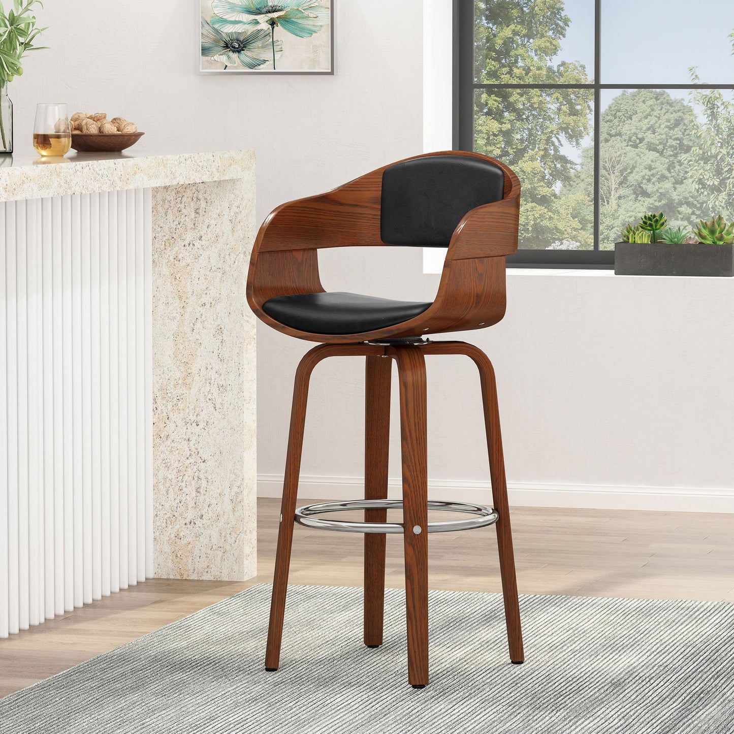 Modern Bar Stool, Swivel Function Noble House