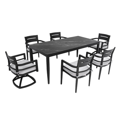 Modern Outdoor Patio Dining Set With Table And Chairs With Sunbrella Cushions Life Outside