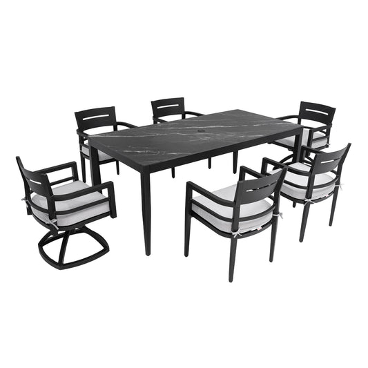 Modern Outdoor Patio Dining Set With Table And Chairs With Sunbrella Cushions Life Outside