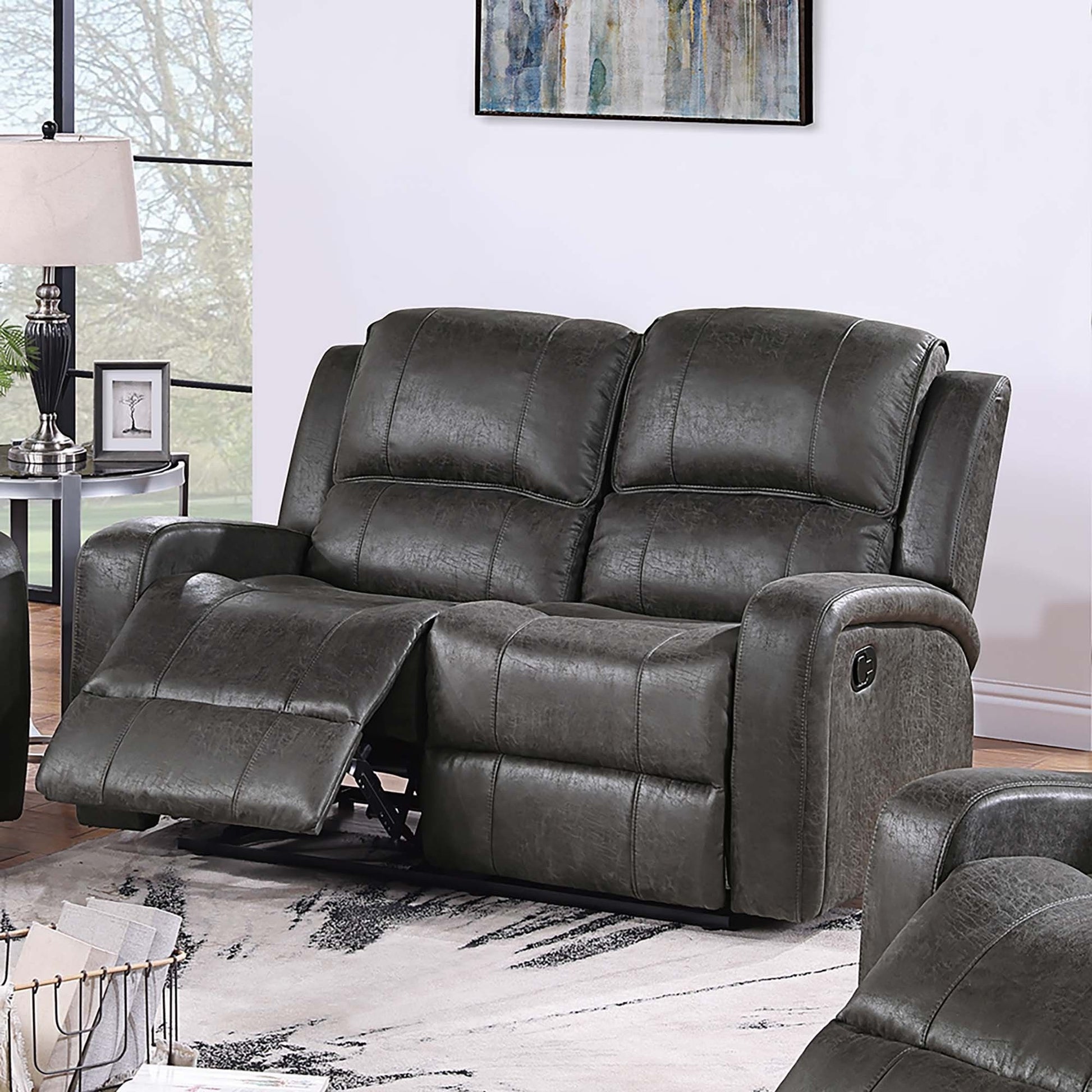 Manual Reclining Loveseat With Horizontal And Vertical Tufting Home Essentials