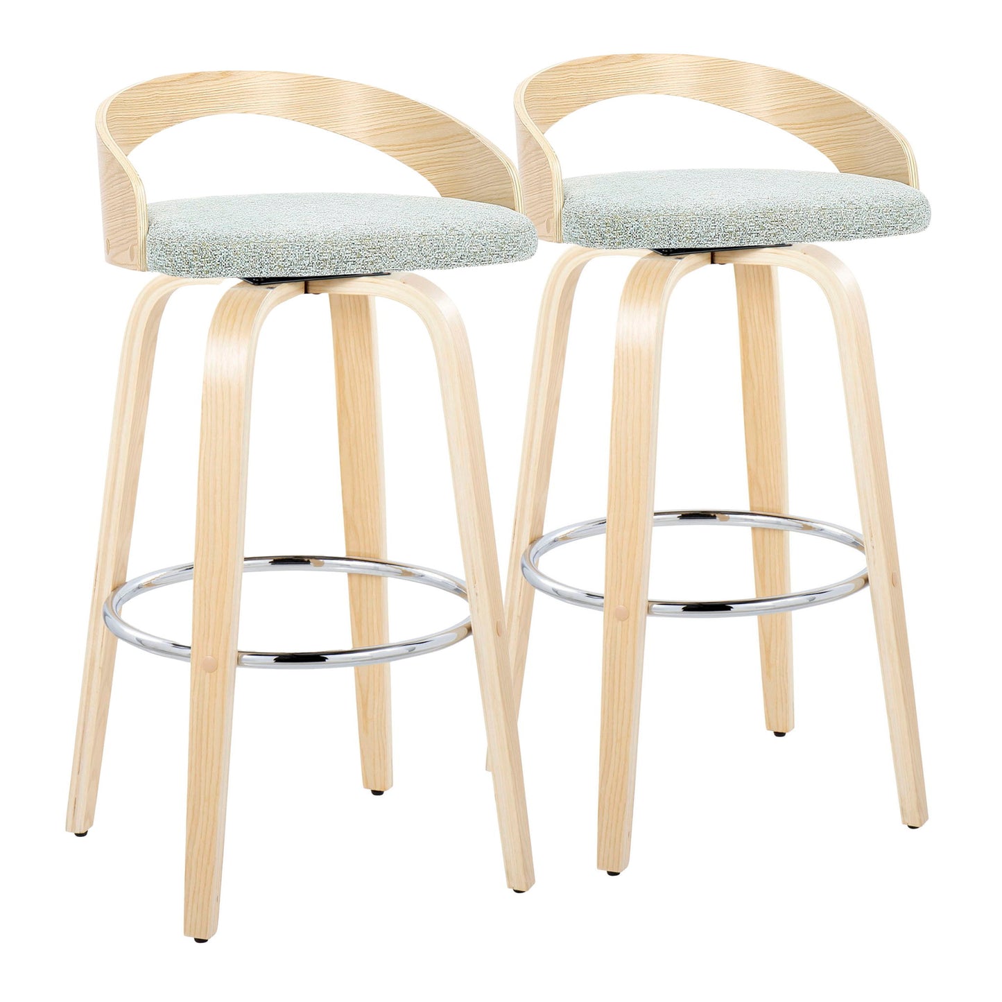 Grotto - Contemporary Fixed-Height Barstool With Swivel With Round Footrest (Set of 2) Lumi Source