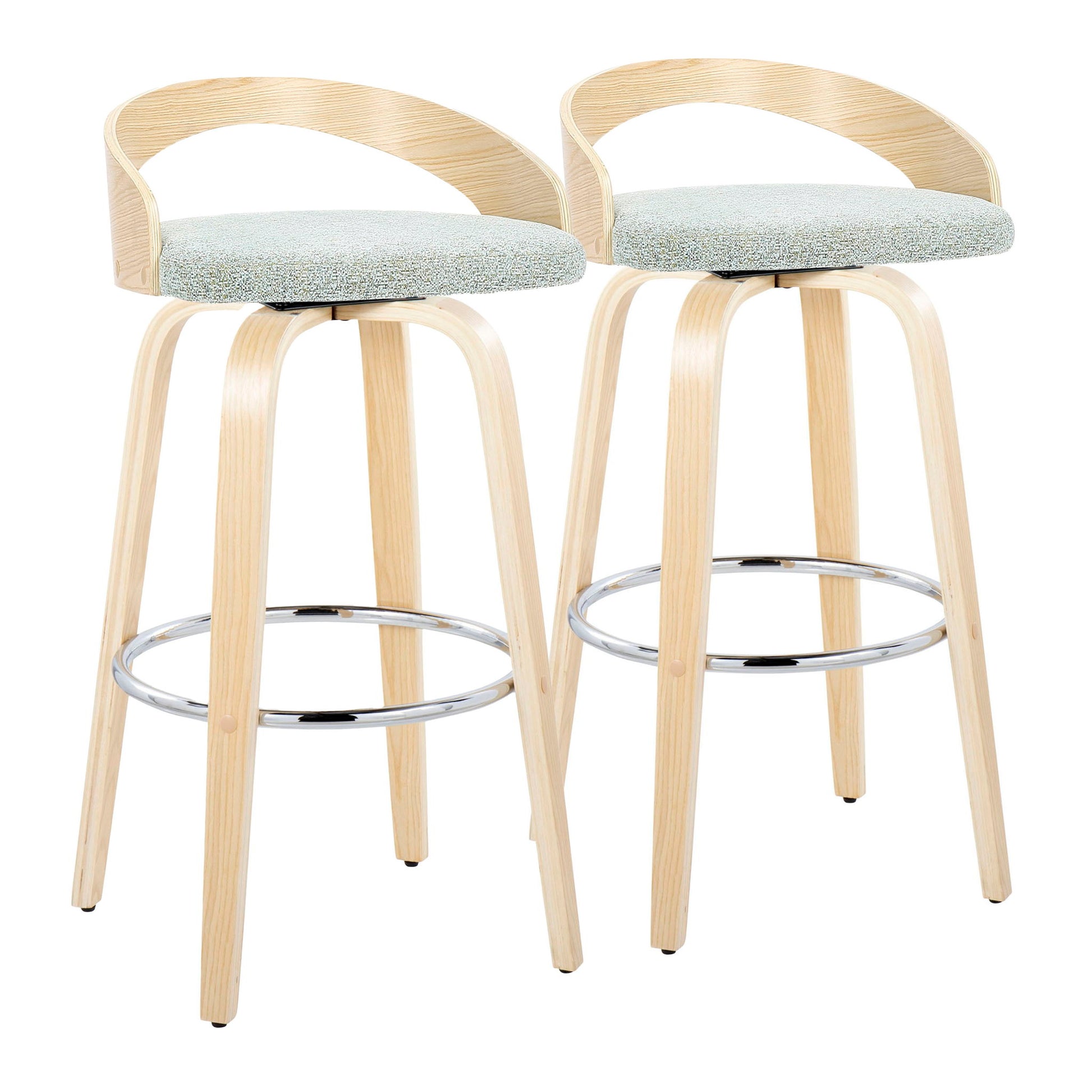 Grotto - Contemporary Fixed-Height Barstool With Swivel With Round Footrest (Set of 2) Lumi Source