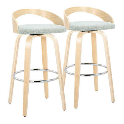 Grotto - Contemporary Fixed-Height Barstool With Swivel With Round Footrest (Set of 2) Lumi Source