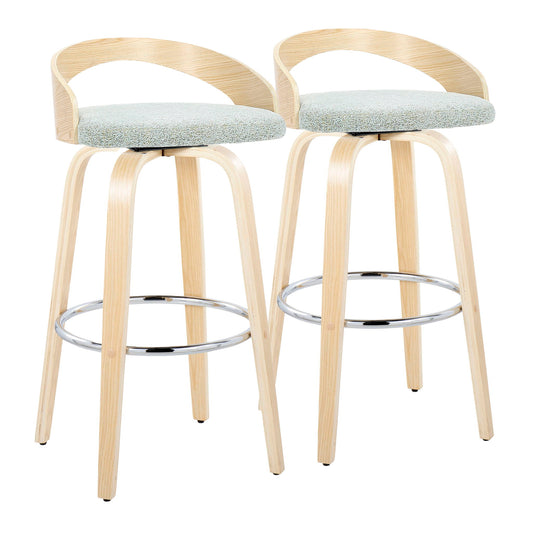 Grotto - Contemporary Fixed-Height Barstool With Swivel With Round Footrest (Set of 2) Lumi Source