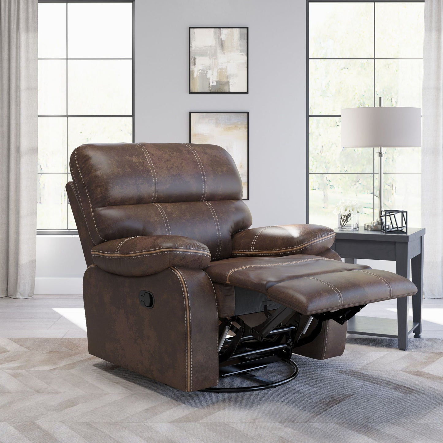 Rustic Swivel Gliding Recliner Emerald Home