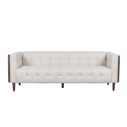 Contemporary Mid-Century Charm 3 Seater Sofa With Button Tufted Waffle Stitching Noble House