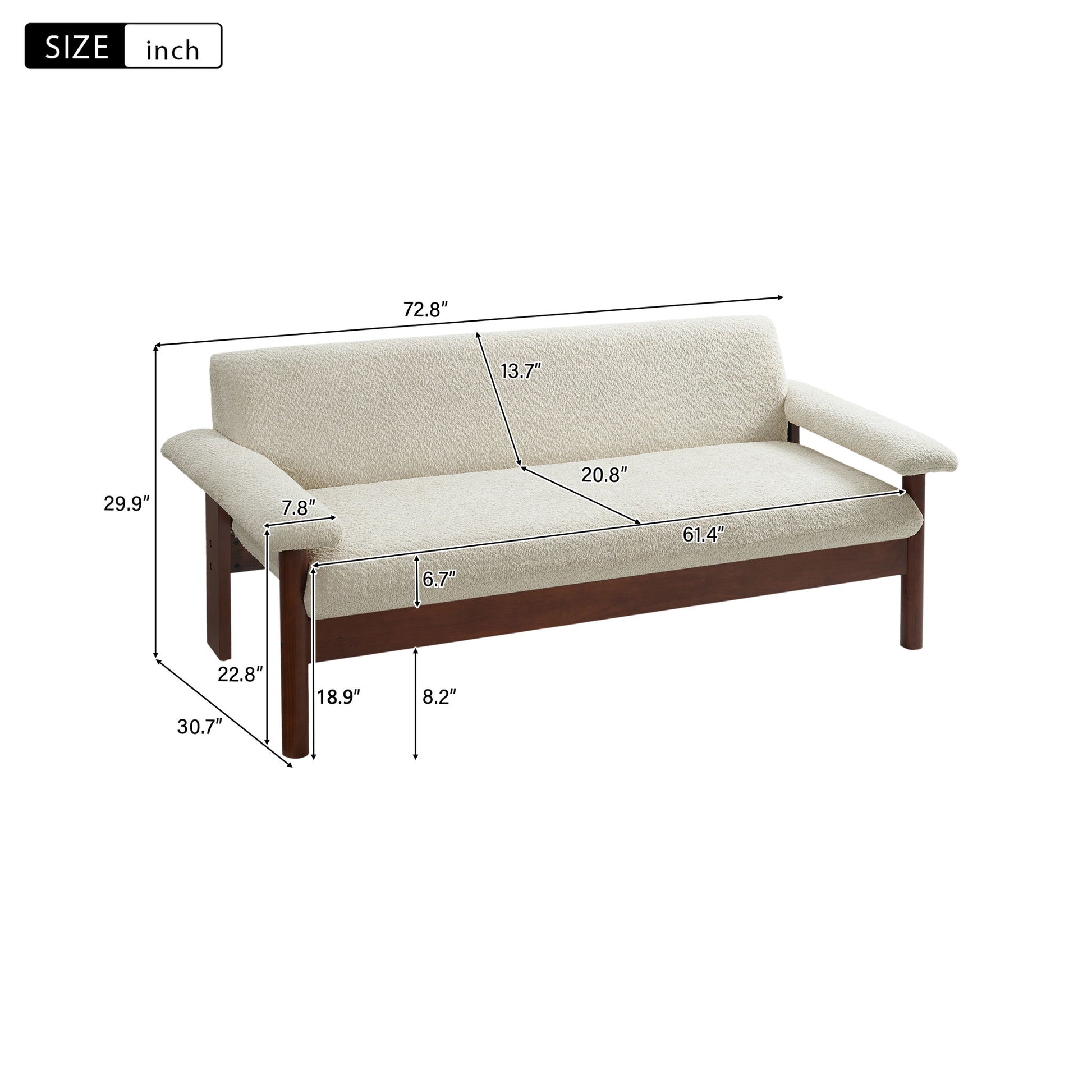 Loveseat Sofa 2 Seater Couch With Armrest Pillows Noble House