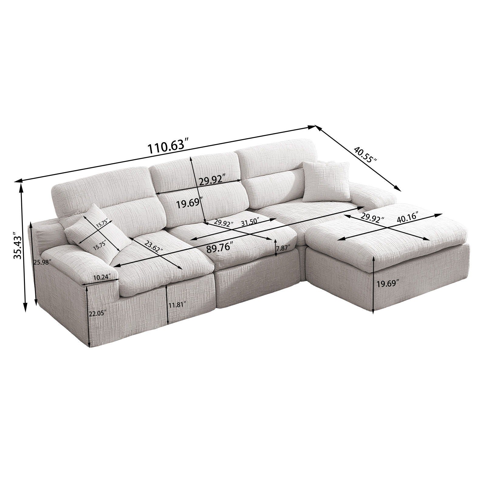 Corner Chaise Sofa With High Backrest Home Essentials