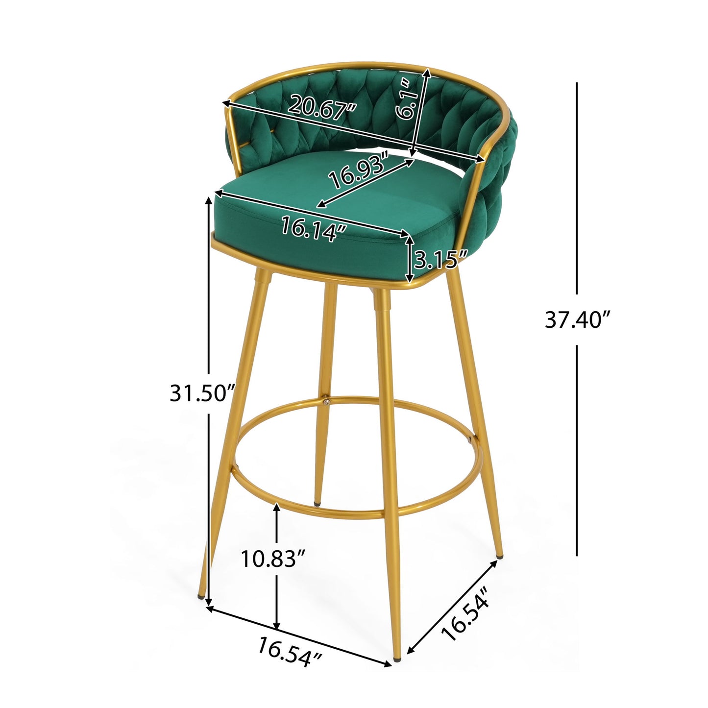 Modern Low Back Upholstered Counter Height Bar Stools (Set of 2) Noble House