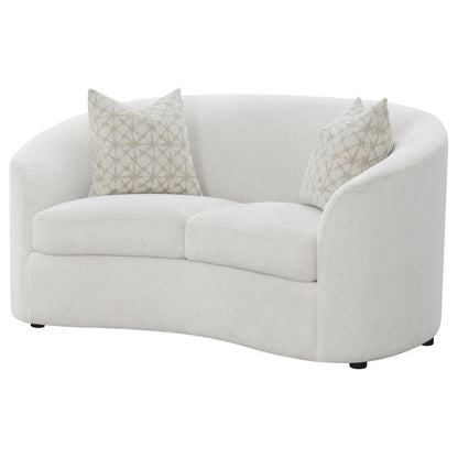 Rainn - Boucle Upholstered Sloped Arm Loveseat - Latte CoasterEssence