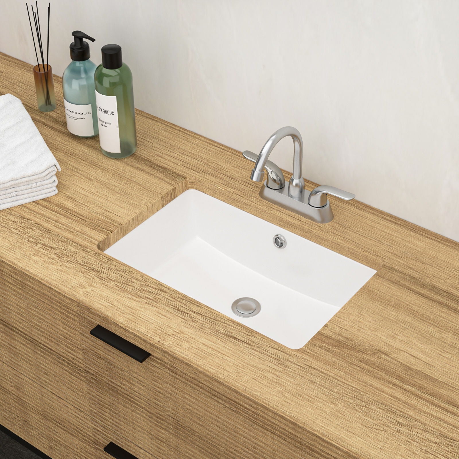 Modern Ceramic Rectangular Undermount Bathroom Sink With Overflow Daily Nest