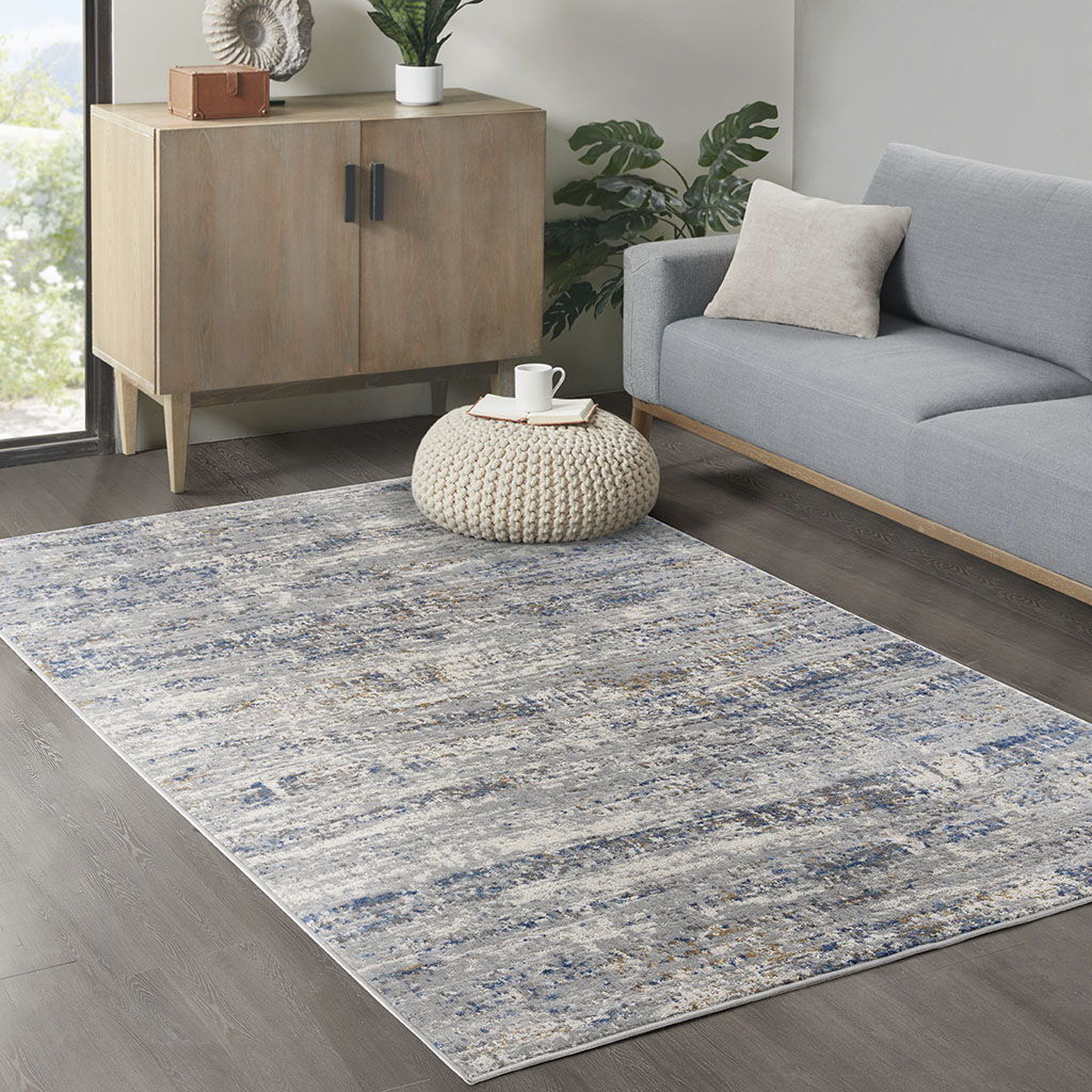 Harley - 5' X 7' Abstract Area Rug - Blue / Cream