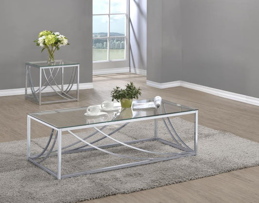 Lille - 2 Piece Glass Top Coffee And End Table Set - Chrome Coaster Fine Furniture