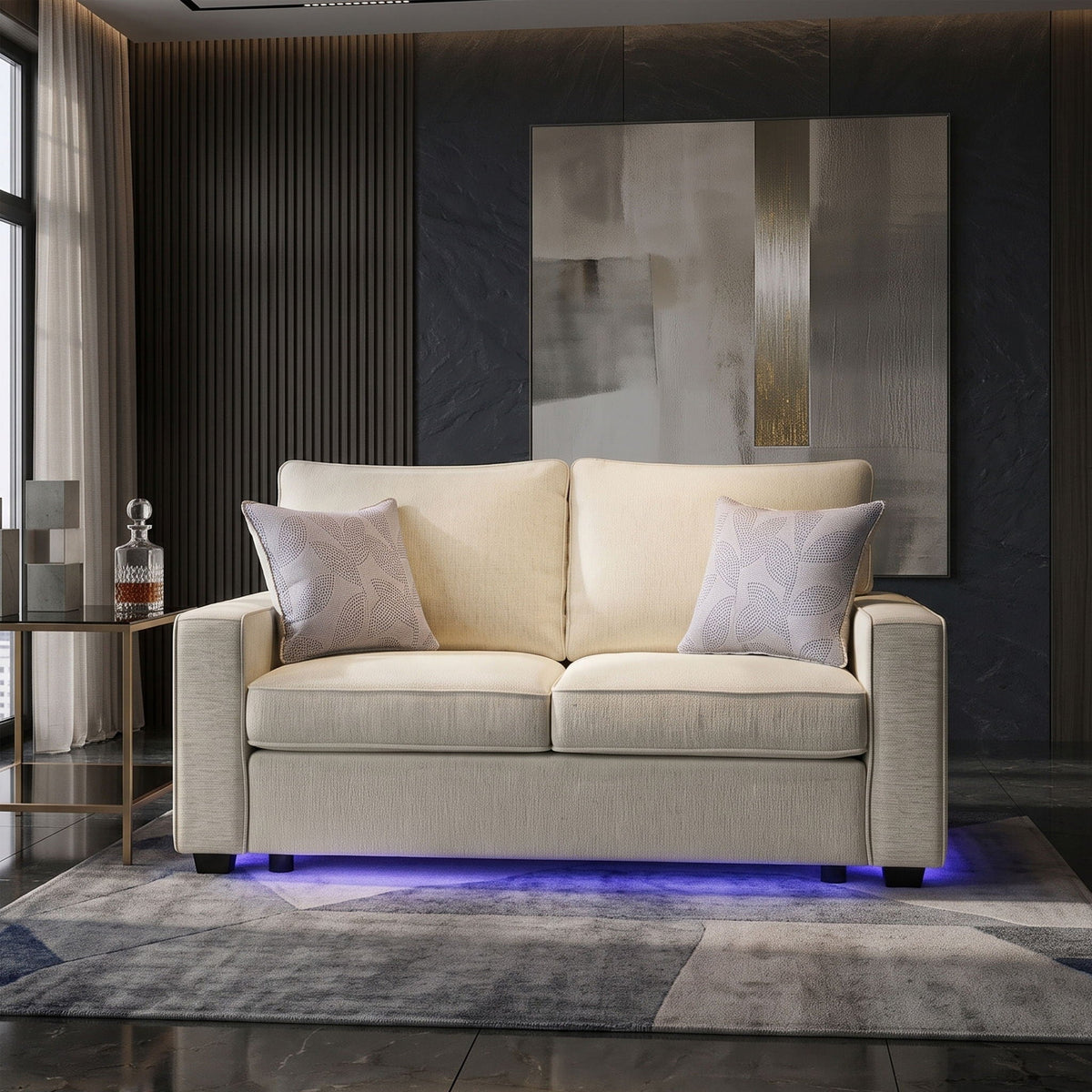 Rita - Loveseat, LED Base Lighting, Cushions And 2 Accent Pillows Matrix Furniture Group
