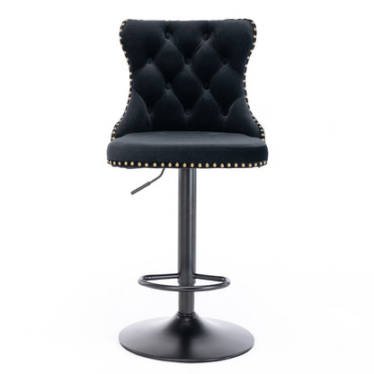 Swivel Velvet Barstools Adjusatble Seat Height, Modern Upholstered Bar Stools With Backs Comfortable Tufted For Home Pub And Kitchen Island (Set of 2) Home Essentials