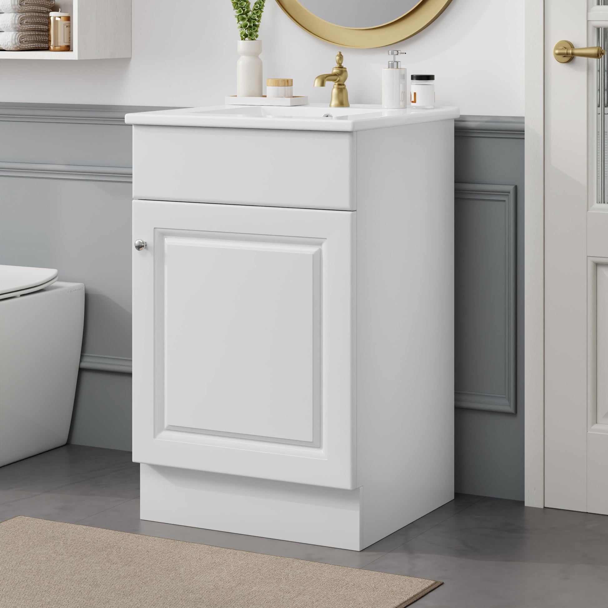 Bathroom Vanity With Sink, Cabinet With Adjustable Shelf Noble House