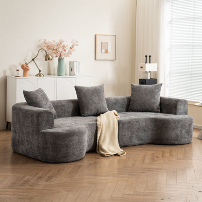 Modern Style Ultra Smooth Curved Sofa With 3 Pillows Home Essentials