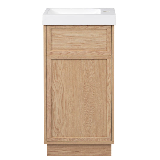 15.75" Bathroom Vanity With Reversible Resin Sink And Cabinet - Wood Hearth and Haven