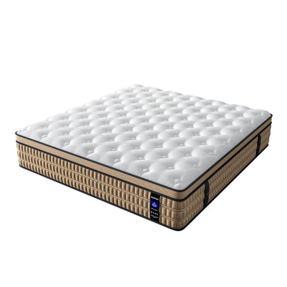 14" King Mattress Hotel Collection Hybrid Mattress With Gel Memory Foam & Pocket Springs - Brown / White Somnus Mattress USA