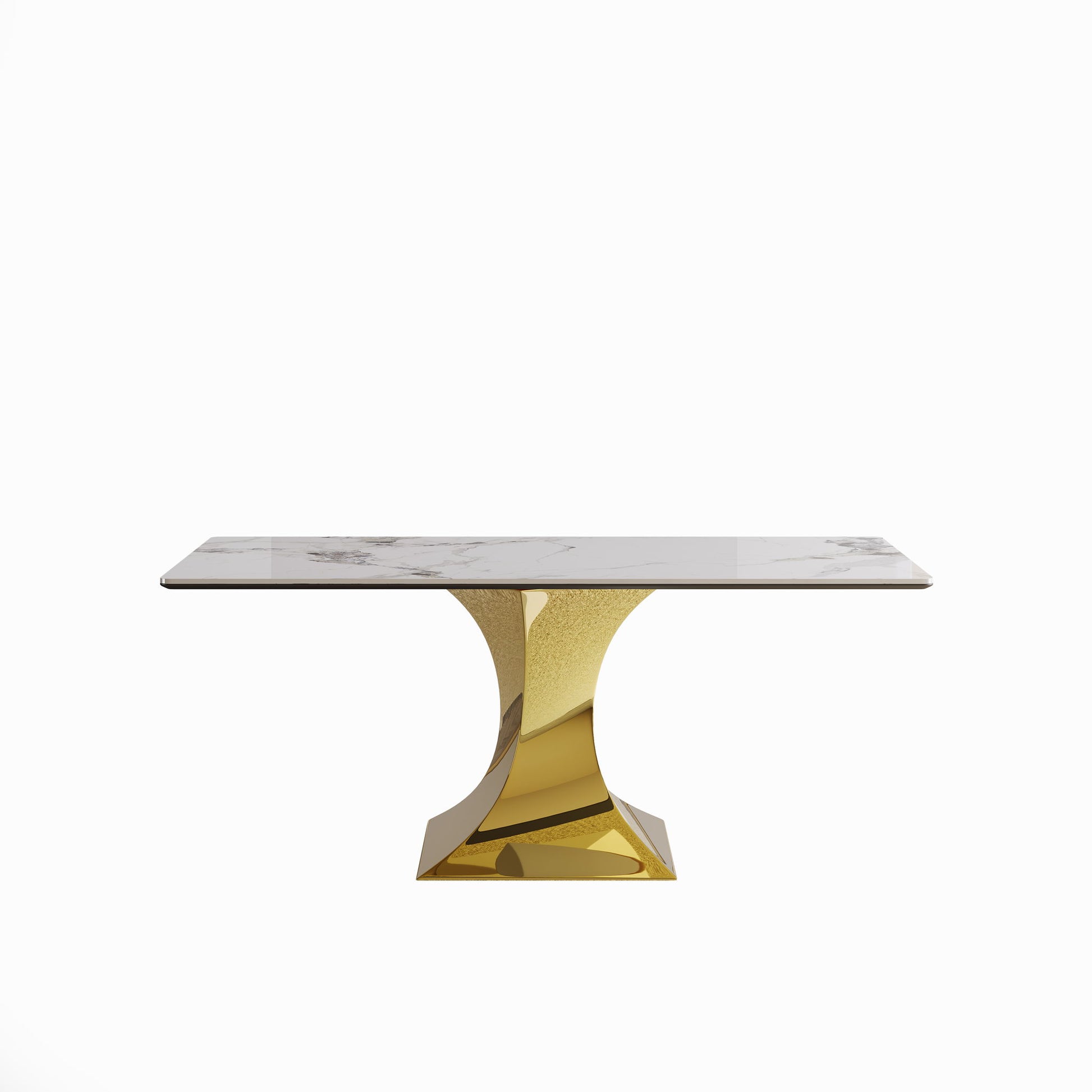 Modern Rectangular Dining Table For 6 - 8, Plated Hourglass Base Home Essentials