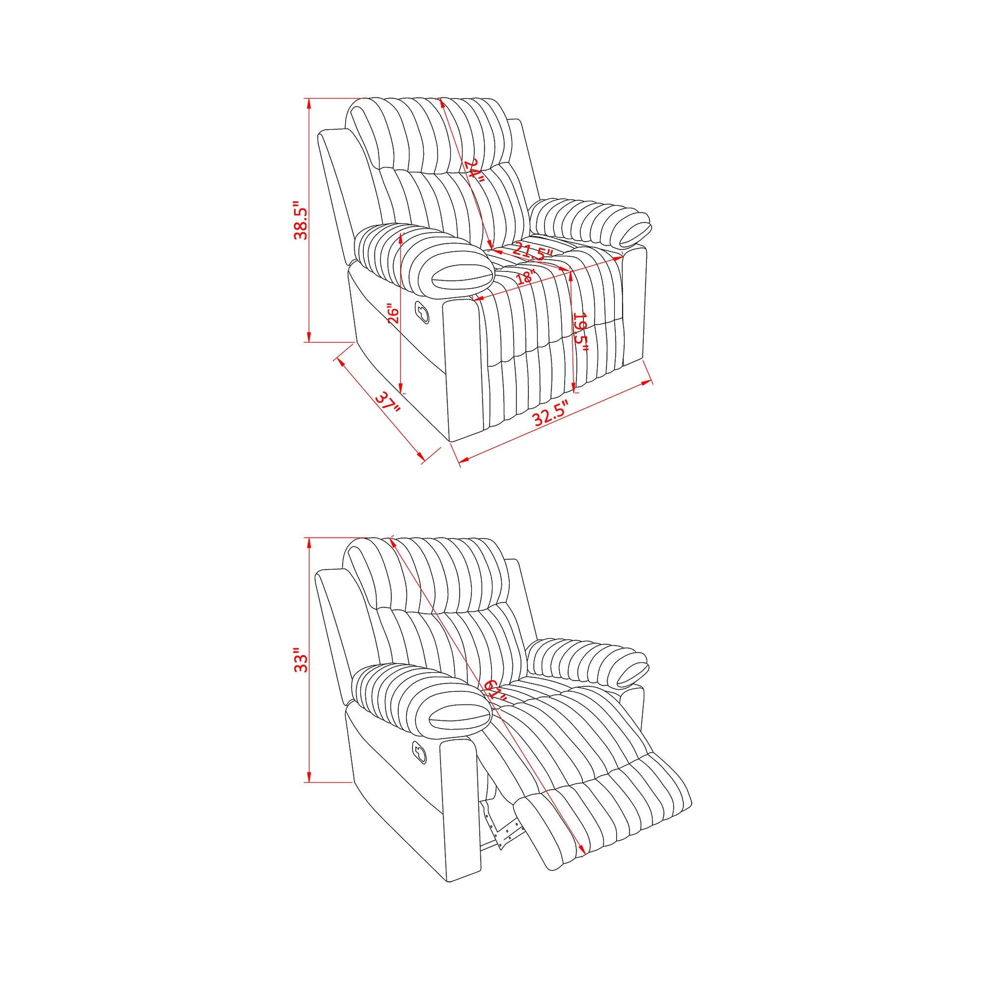 Bruni - Glider Recliner With Manual Recline Global Furniture USA