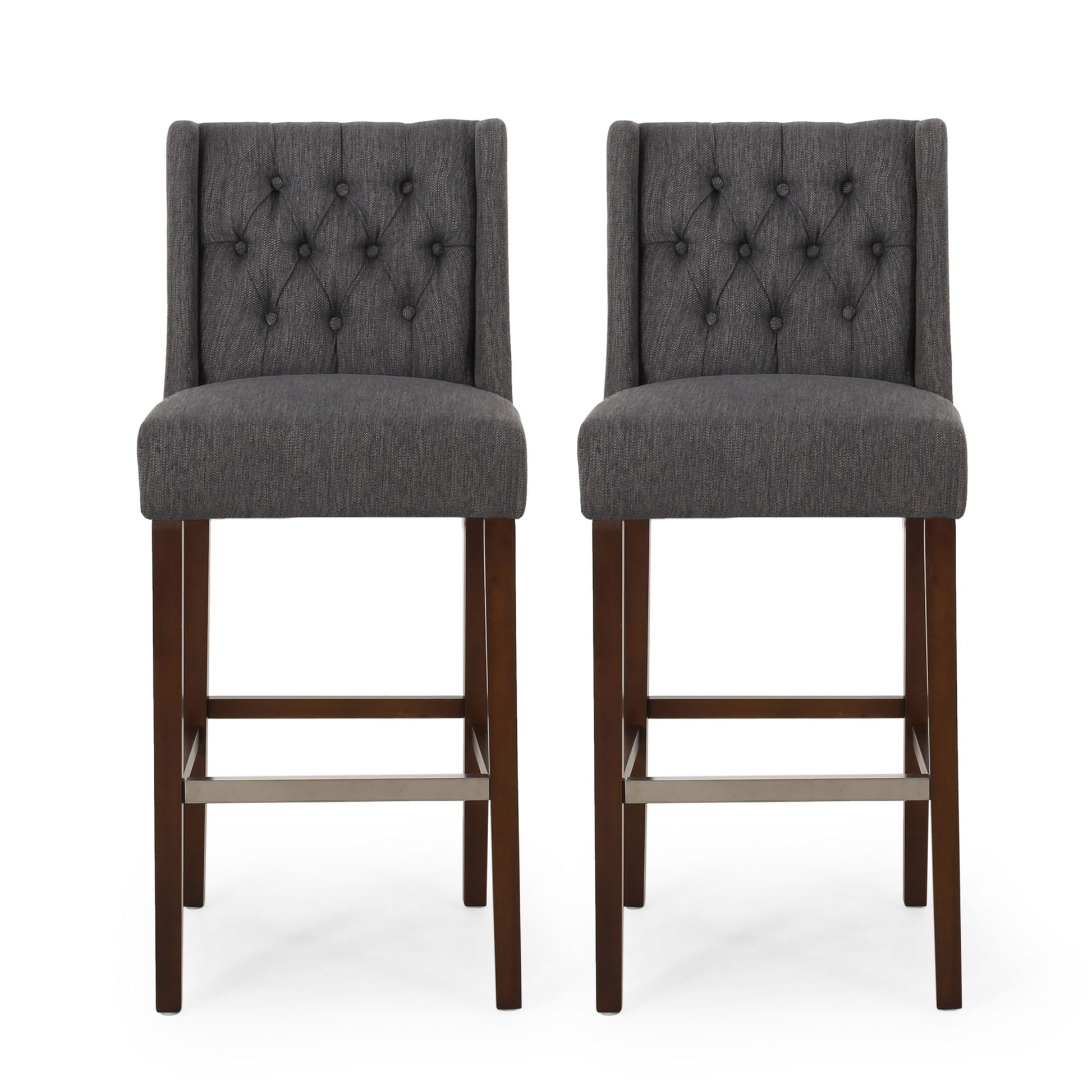 Solstara - Upholstered Dining Barstool With Button Tufted And Wing Back Noble House