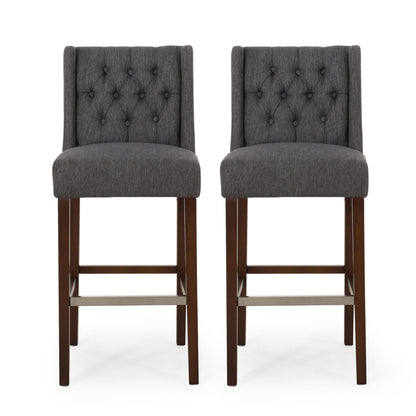 Solstara - Upholstered Dining Barstool With Button Tufted And Wing Back Noble House