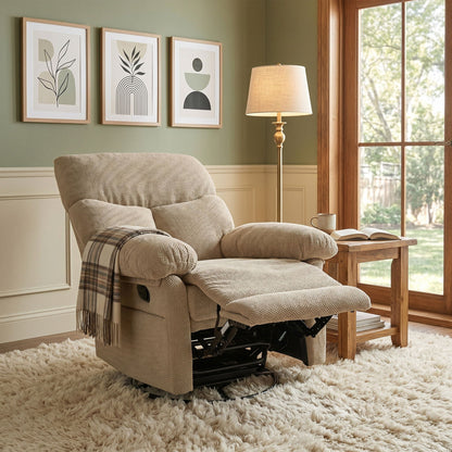 Swivel Rocker Recliner Chair With Manual Recline For Living Room Home Essentials