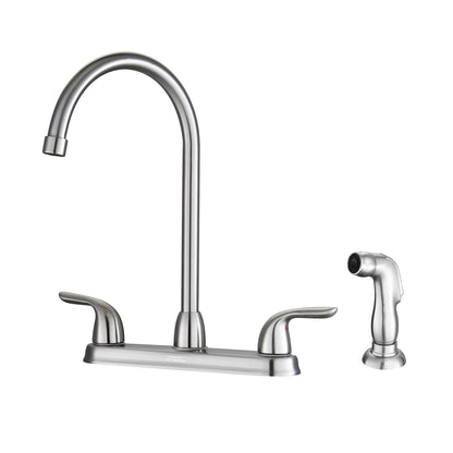 Kitchen Sink Faucet With 2 Handles And Pull Out Side Sprayer, 4 Hole Installation Daily Nest