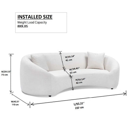 Curved 3 Seater Sofa For Living Room - White Home Essentials